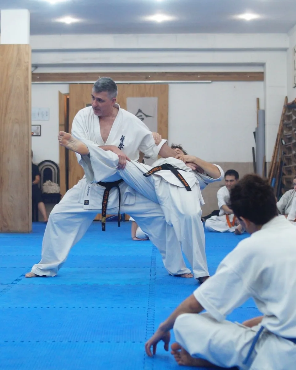 Demostración de una aplicación técnica entre dos practicantes.