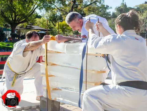 Tameshiwari con barras de hielo · Enbu en el Jardín Japonés 2024